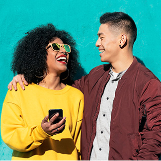 younger couple laughing